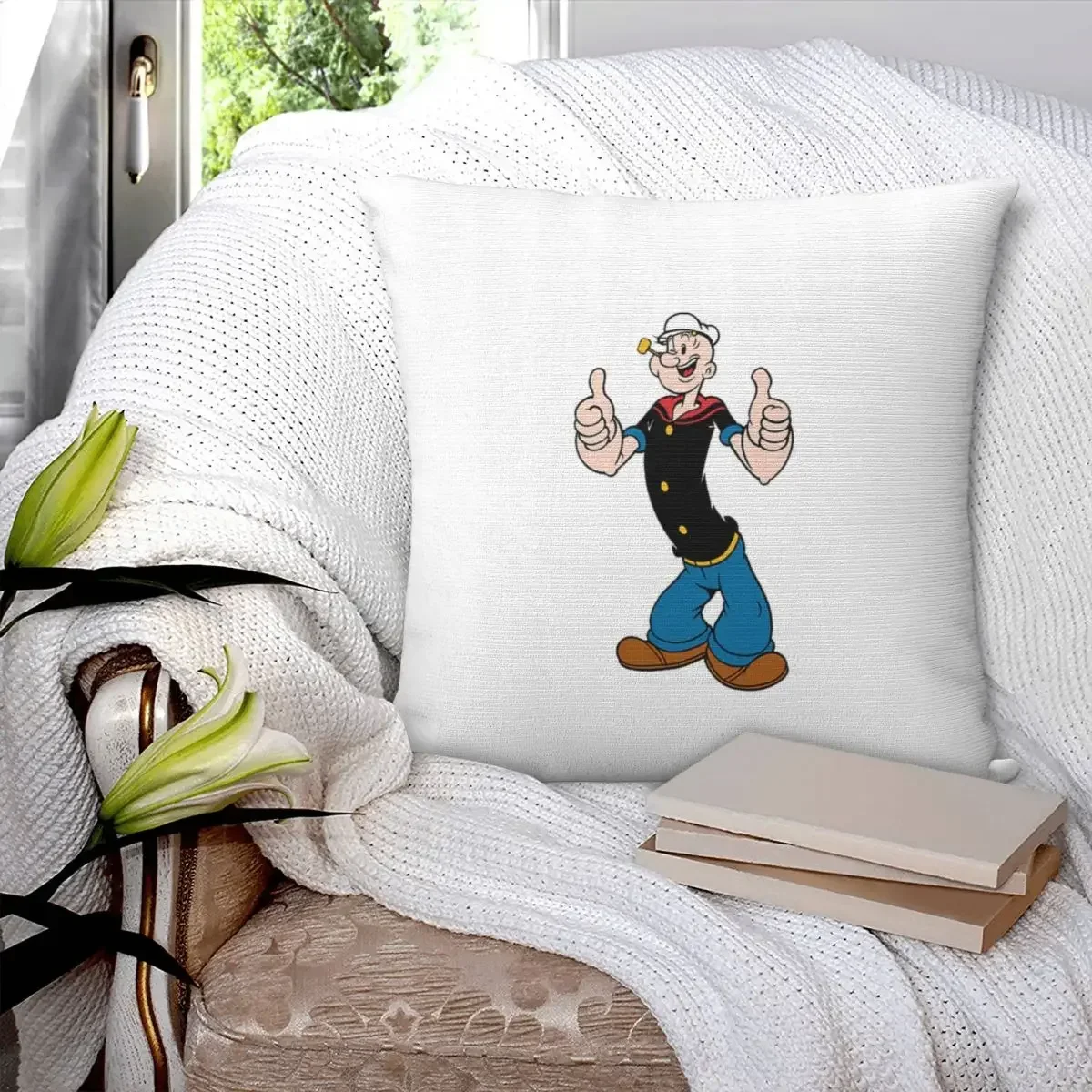 

POPEYE THE SAILOR MAN Square Pillowcase Pillow Cover Polyester Cushion Zip Decorative Comfort Throw Pillow for Home Car