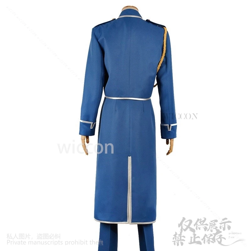 Anime Anime Alchemistt Roy Mustang Costume Military Uniform Suit Coat Pants Fullmetall Wigs For Man Halloween Party Customized