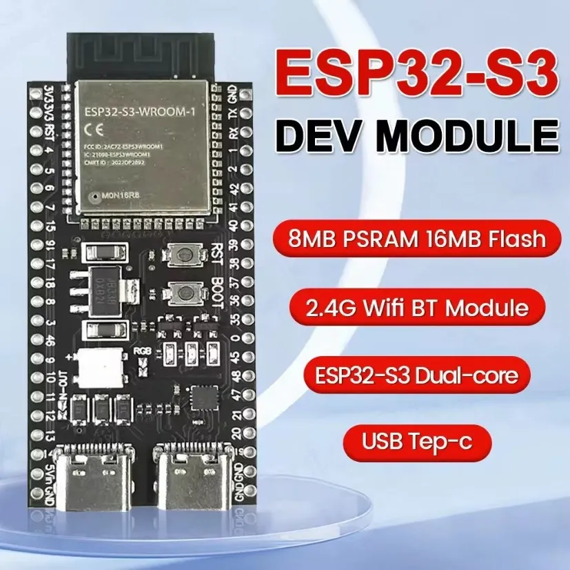 ESP32-S3 n8r2 n16r8 placa de desenvolvimento 2.4g módulo wifi para arduino esp idf ESP32-S3-WROOM-1 44pin tipo-c 8m psram esp32 s3