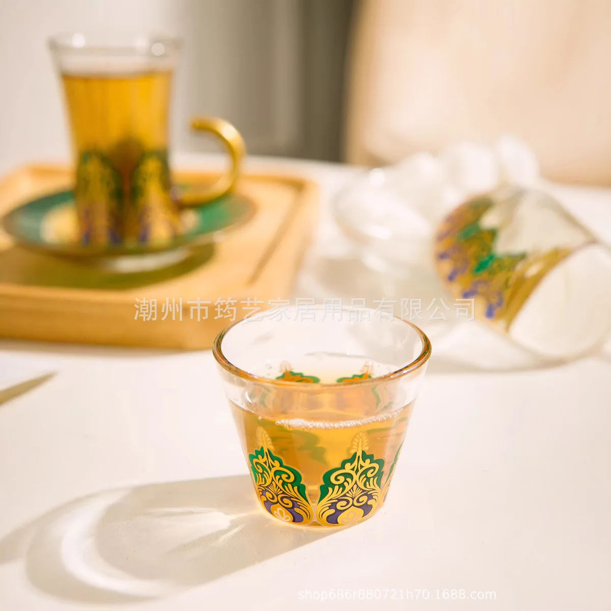 Yjq glass coffee cup saucer tea cup candy cup set gift box exotic light luxury
