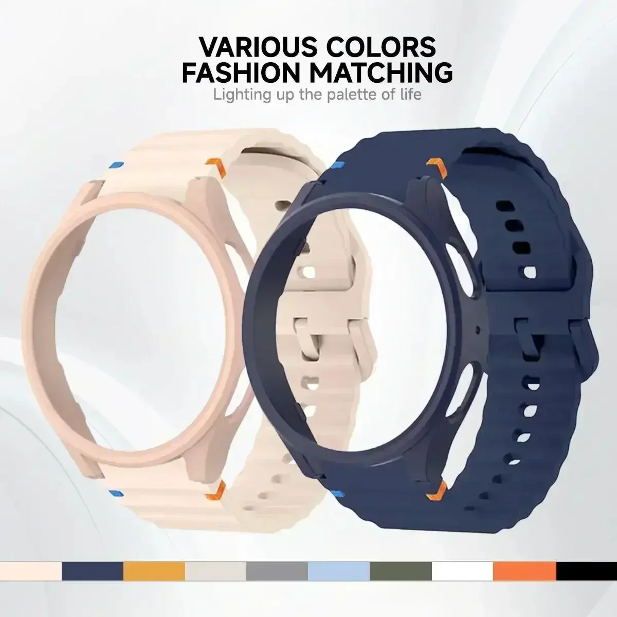 Hülle + Band für Samsung Galaxy Watch 7 6 40 mm 44 mm Silikon Offizielles Armband PC-Schutzhülle Bumper für Galaxy Watch 7 6 Armband