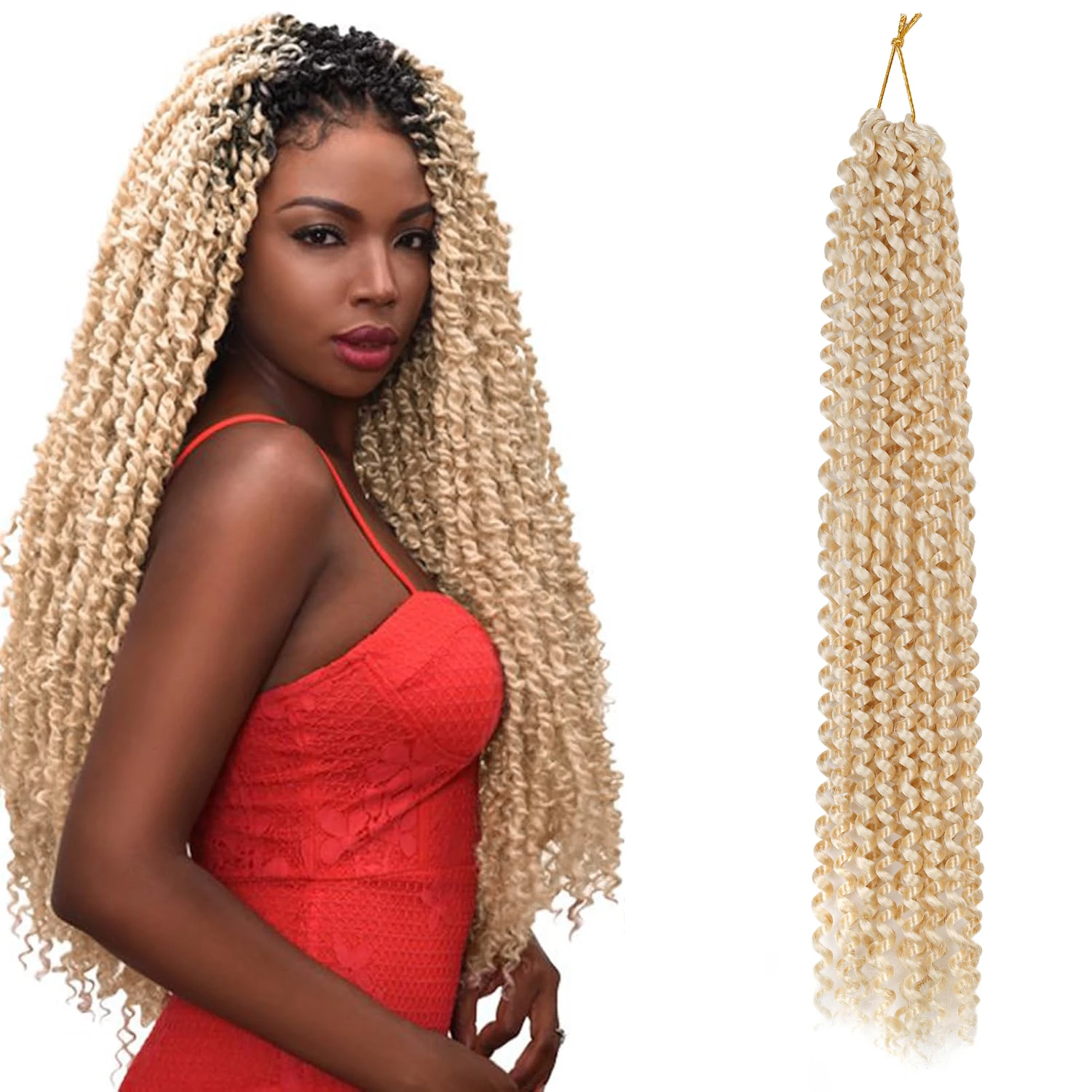 Passion Twist Hair 18 Inch Water Wave Synthetic Crochet Hair for Butterfly Locs,Faux Locs,Boho Style Spring Twist Crochet Braids