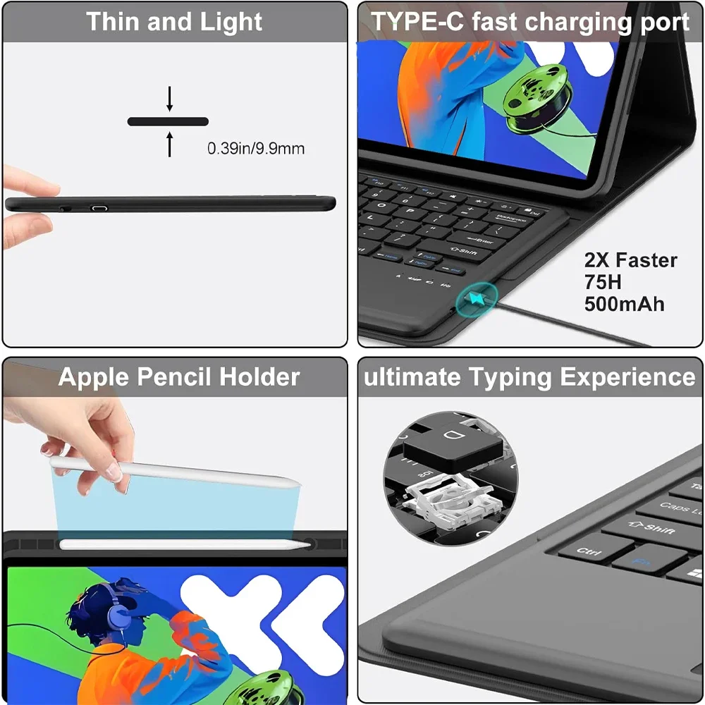 Capa para lenovo ldea tab pro 12.7 polegadas 2025 para lenovo xiaoxin pad pro 2025 12.7 polegadas/caixa protetora de teclado bluetooth sem fio