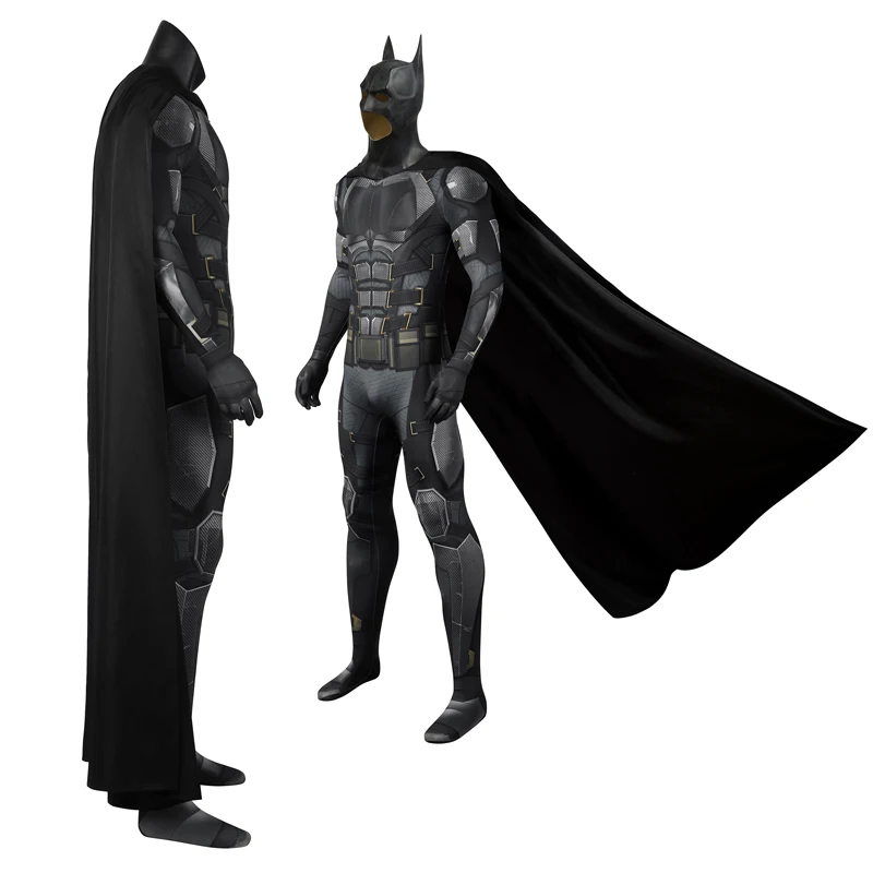 Black Bat Adult Men Knight Bruce Halloween Cosplay Costume Bodysuit 3D Digital Printing Jumpsuit Cloak Headgear Zentai Suit