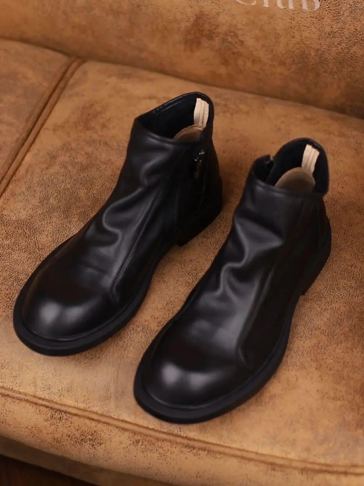 Chelsea Boots Men\'s Genuine Leather Plush Short Boots English Fashion Men\'s Shoes 210820
