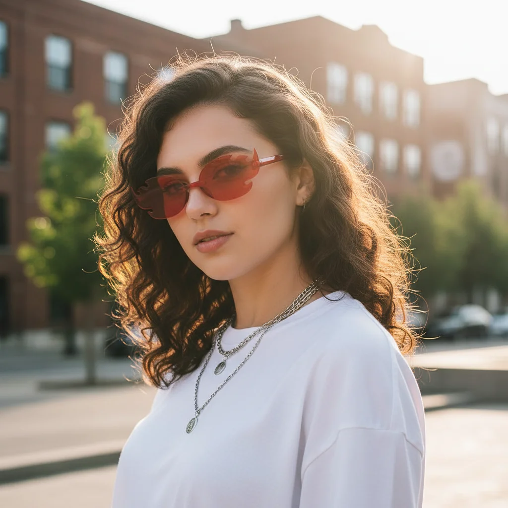 

Cool Rimless Fire Flame Sunglasses Colorful Party Cosplay Glasses Y2K Eyewear for Women & Men