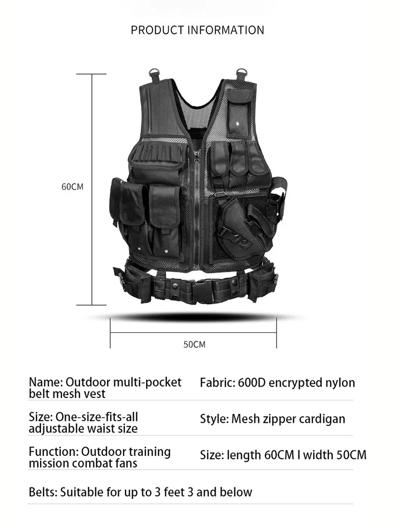 Colete tático ajustável de segurança combate corpo armadura coletes segurança caça exército ao ar livre cs jogo airsoft jaqueta treinamento