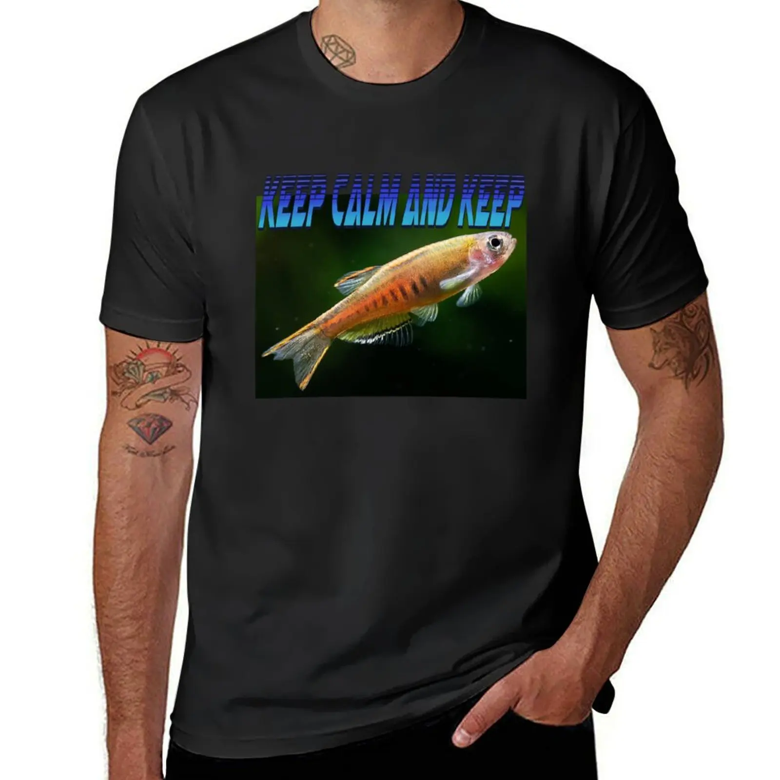 Camiseta con estampado de animales para niños, camisa con estampado de animales, mantiene la calma y mantiene los peces, blanca, 20 unidades