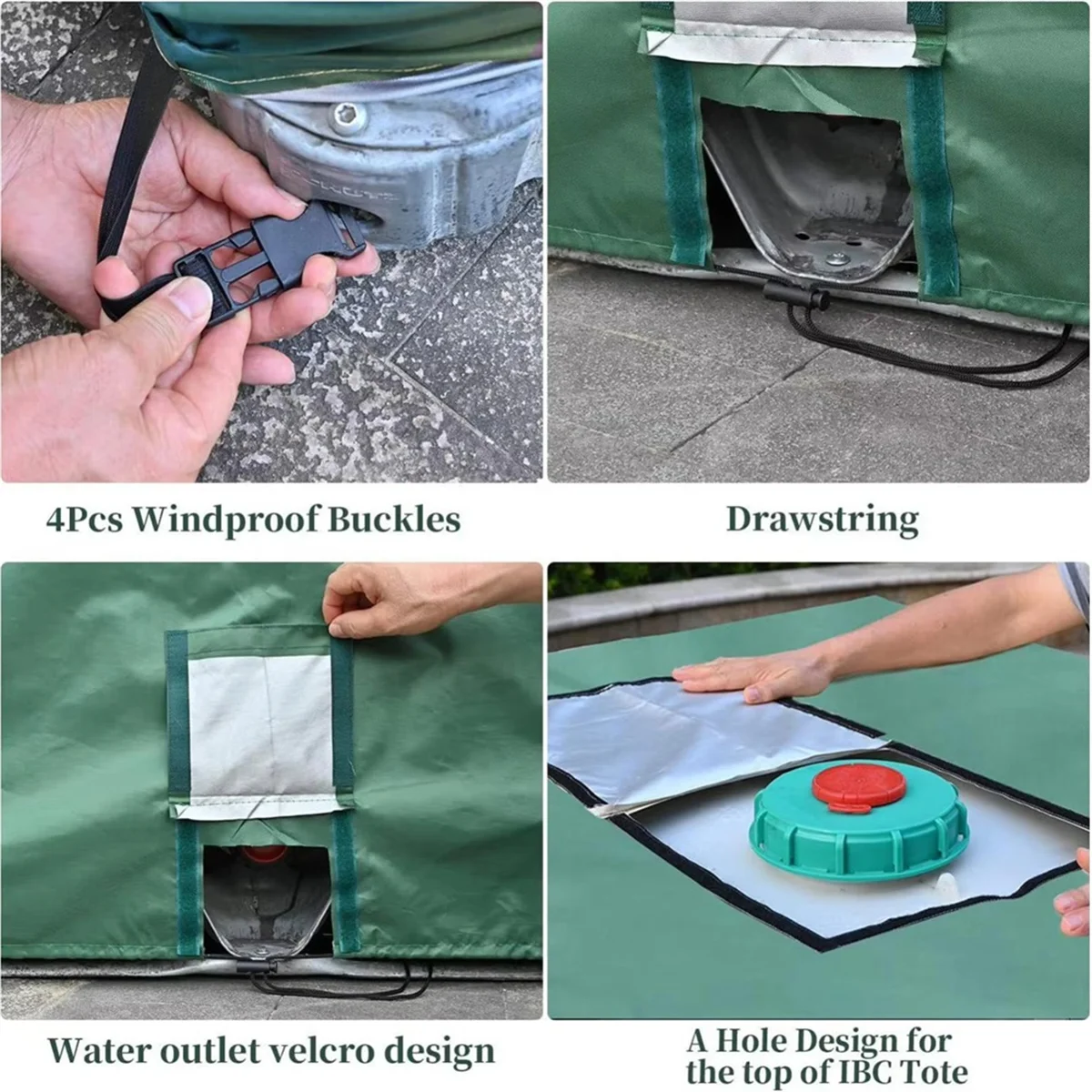 N17R BarrelCover غطاء حاوية خزان المياه ظلة واقية حمل مقاوم للماء 1000l للمطر في الحديقة ضد الرياح القوية أ #6