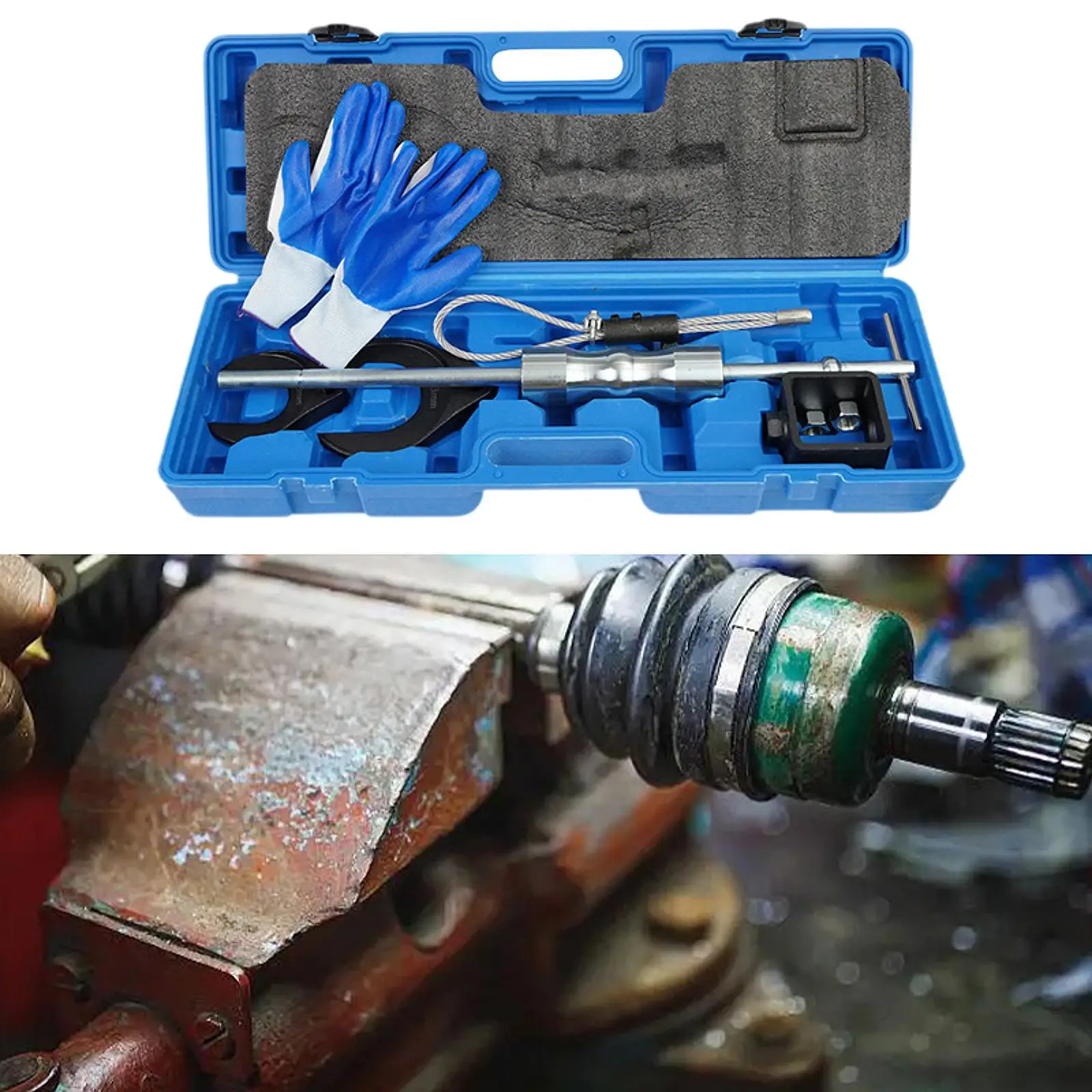

CV Axle Puller Tool with 5/8"-18 Slide Hammer Steel Cable Adapter with Outer CV Joint Adapter Heavy Duty CV Joint Removal Tool