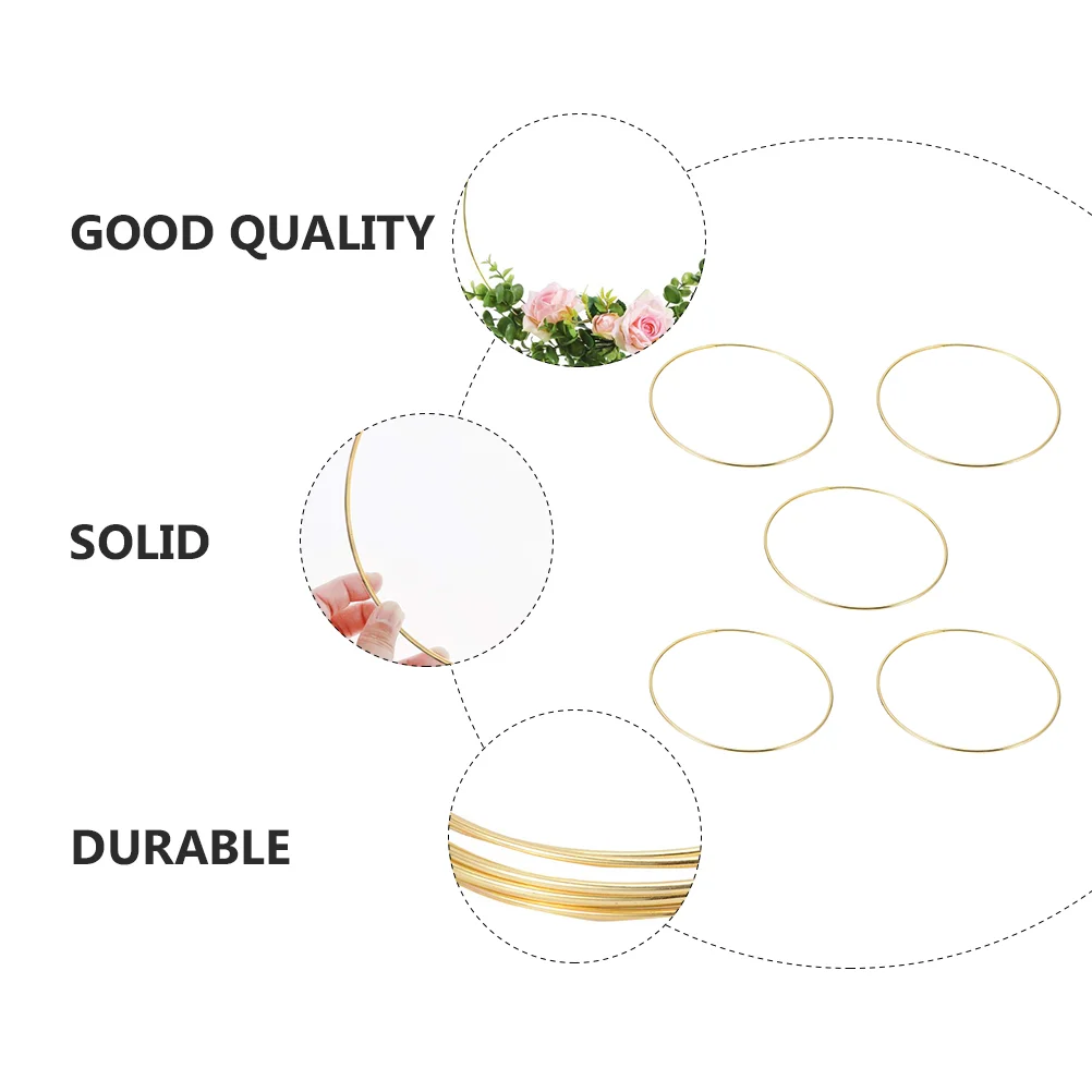 5 Pcs Dream Catcher Circle Circles Gardening Hoop Decorative DIY Tool Ring Wooden Brass Making Home Iron