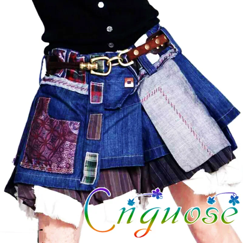 

Vintage Retro Punk Denim Cute Pleated mini Girls Skirts Plus Size 6XL 7XL Casual Jeans Kawaii Short Skirt for Womens