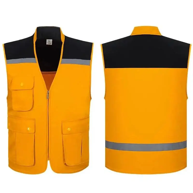 Vest Personalization Print Logo Pockets Construction Protective Automobile Mechanical Maintenance Electrician Welder Workwear