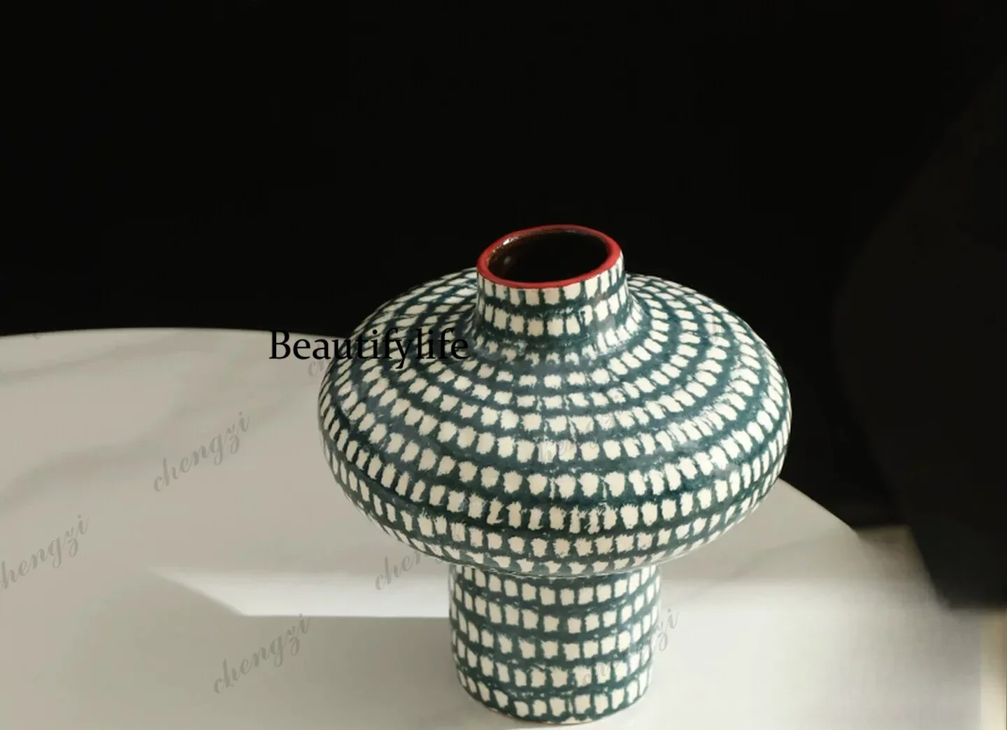 DD182Hand-painted ceramic vase handmade irregular flower ware entrance ornament