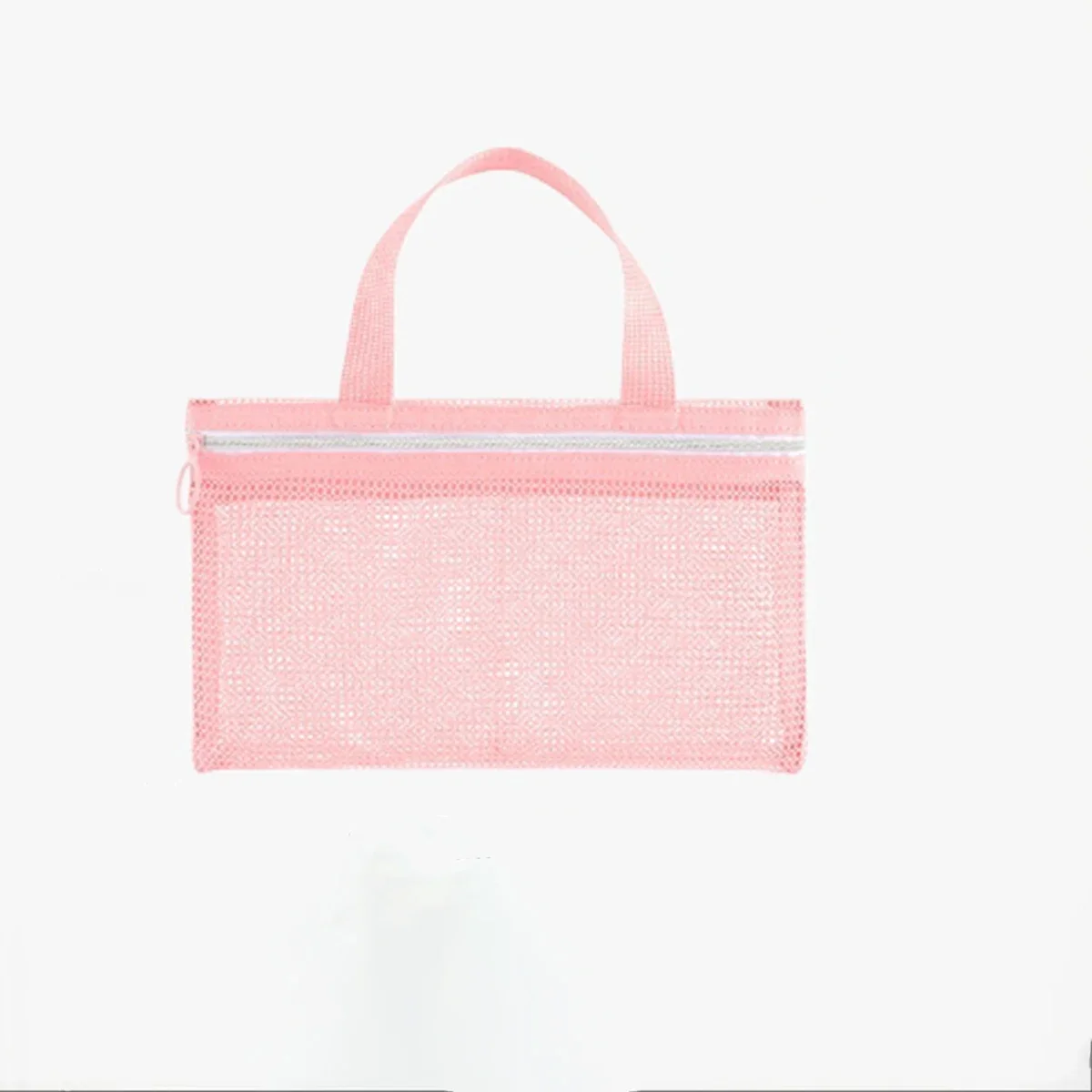 Rosa Netz-Multitaschen-Mini-Kosmetiktasche Schwimmtasche Tragbare Reise-Aufbewahrungstasche Tragbare Badetasche Strandtasche Einzelstück – Detail 6