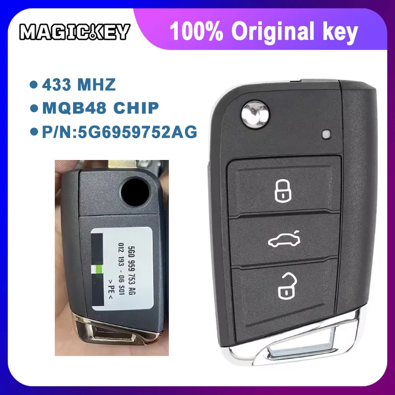 

OEM Genuine Remote Key For Skoda Octavia A7 434MHz For Volkswagen VW Golf MQB48 Chip Key Remote 5G6959752AG