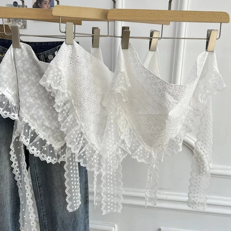 

Корейская кружевная повязка на голову, треугольный шарф, платок в западном стиле, смешанный треугольный шарф с перекрытием, юбка до половины тела, занавеска для ягодиц, женская