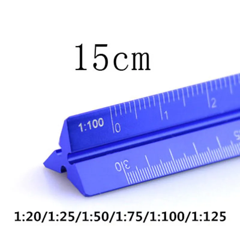 Colorful 15cm Triangular  Ruler Aluminum Scale Ruler Proportion Multifunctional alloy metal scale regua desenho Measuring Tools