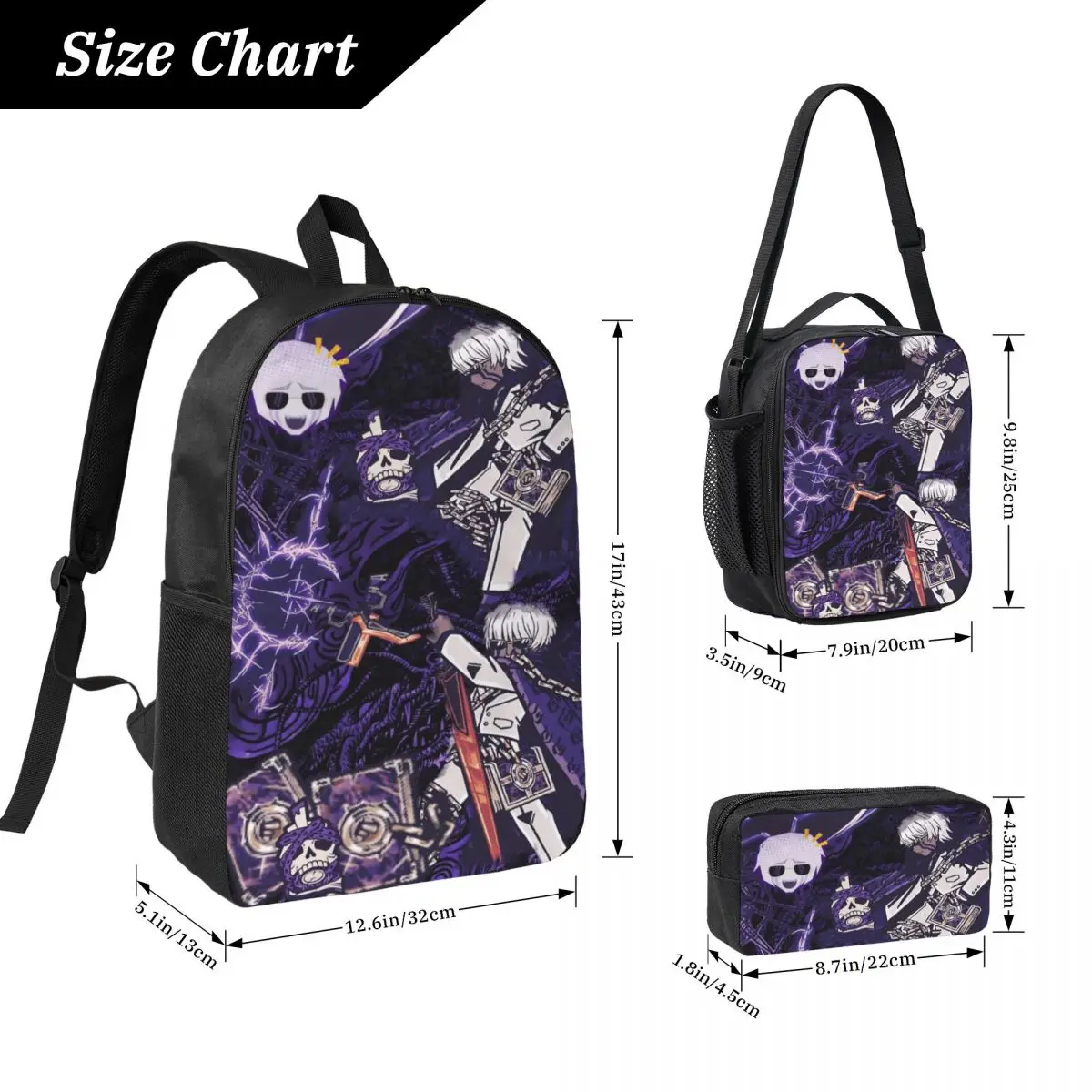 3Pcs Limbus Company Games merch Backpack Set for Children Pencil Boxes Bookbag Sets with Lunch Box For School Students Knapsack