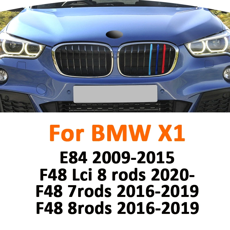 

Car 3PCS ABS M-Color Racing Front Bumper Grill Trim Strips For BMW X1 E84 2009-2015 F48 Lci 8rods 2020 F48 7rods 8rods 2016-2019