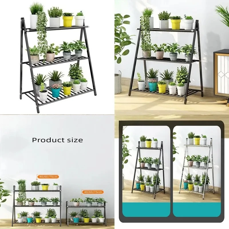 Indoor Galvanized Multi Layer Metal Flower Pot Holder Powder Coated Plant Stand Art Deco Style For Daily Garden Use