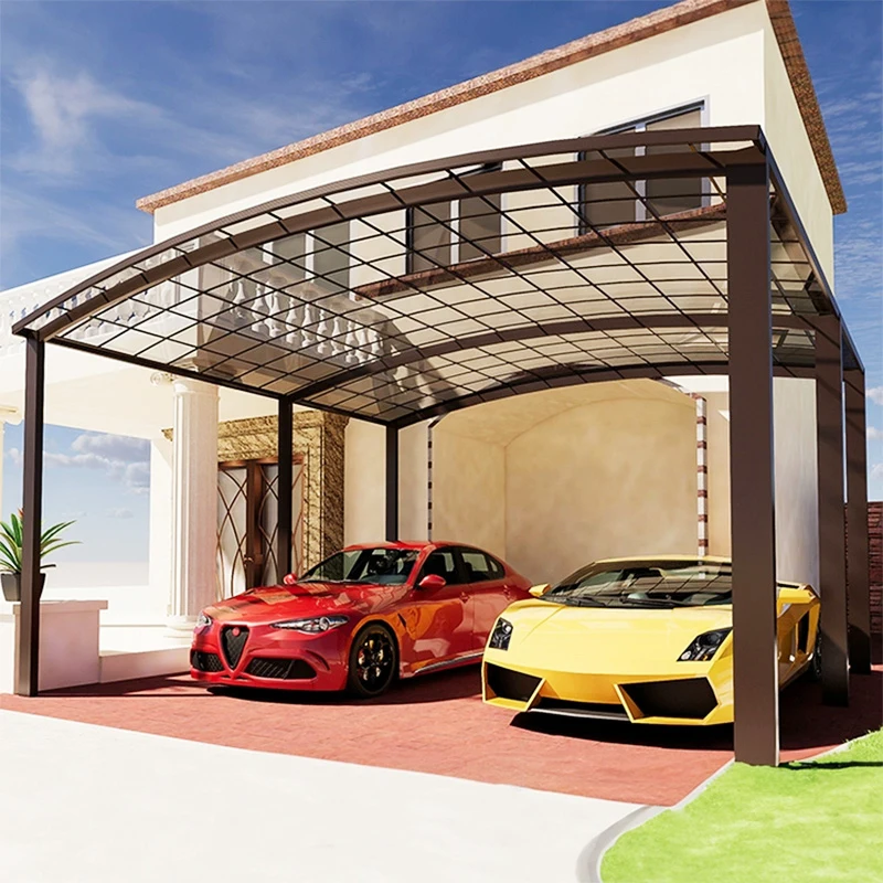 Aluminum Carport Outdoor Parking Shelter Awning, Heavy Duty Waterproof UV Resistant Sun Shade, Heat Insulated Garage Canopy