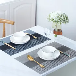 Set of 4 PVC Washable Placemats for Dining Table Mat Non-slip Placemat Set In Kitchen Accessories Cup Coaster Wine Pad