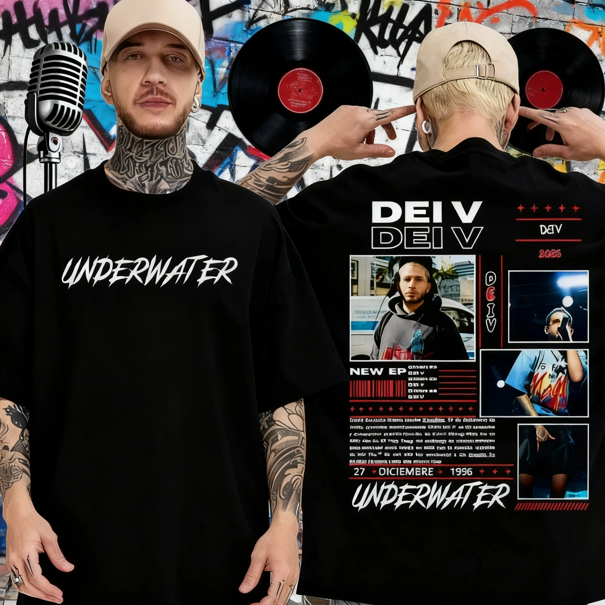 

2025 SummerDei V Quien Es Dei V Underwater Photo Album Merch Men's Hip Hop Street Casual Cotton Short Sleeve Loose T-shirt