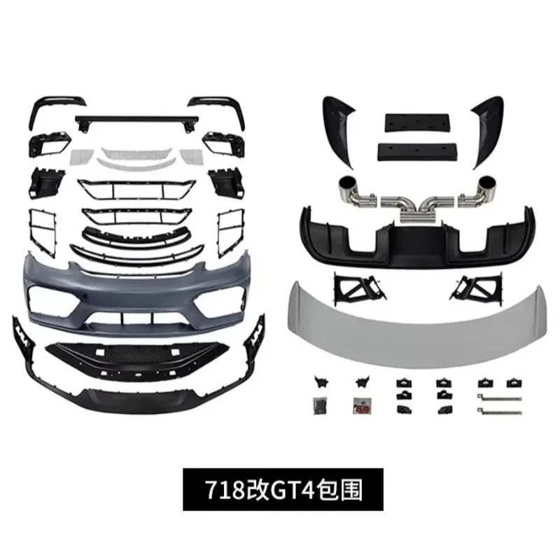 

Front bumper Rear Lip 718 Modified GT4 style Spoiler Tail Throat Body kit Surround Car Accessories