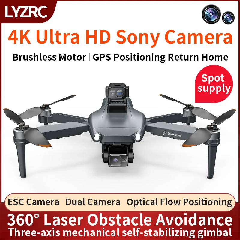 LYZRC L600 PRO MAX GPS Drone Professional 4K Camera 3-Axis PTZ Dron 360° Obstacle Avoidance Brushless 5G WIFI RC Quadcopter image 3