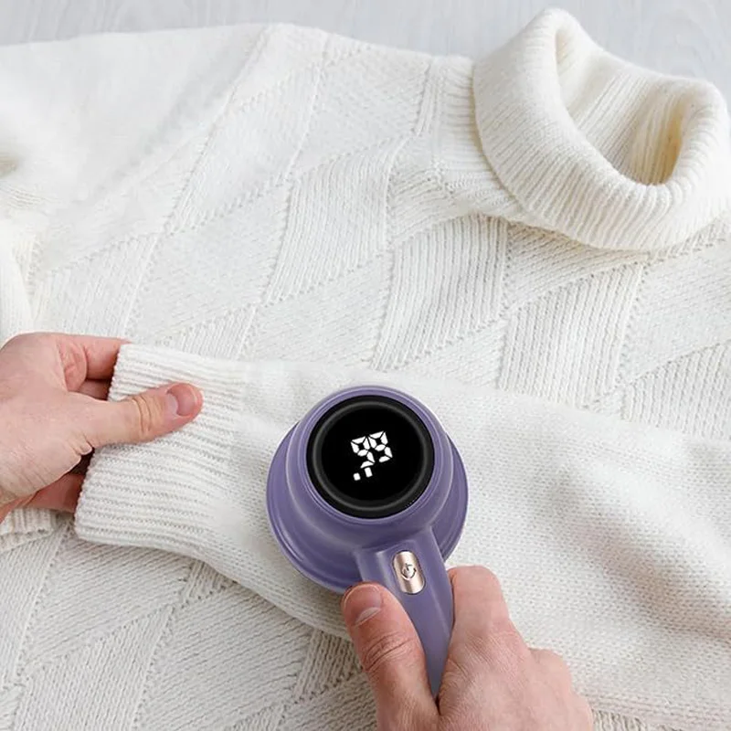 مزيل الوبر القابل لإعادة الشحن عبر USB شاشة LED كبيرة منزلية متعددة الوظائف شاشة ديجيتال مزيل كرة الشعر المتقلب