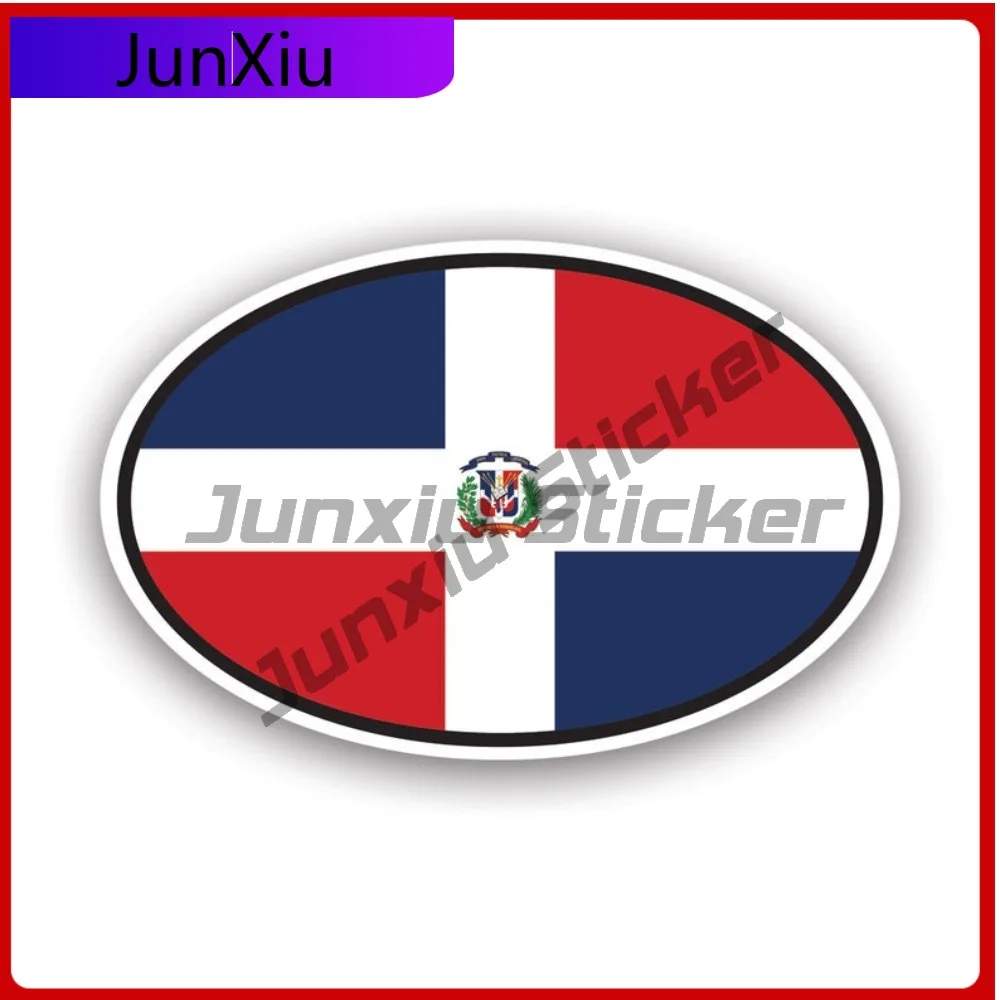 

Dominican Republic Oval Waterproof Fade Resistant Classic For Laptop Motorcycle Car Window Self Adhesive Easy Apply Decoration
