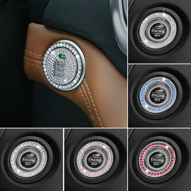 Rhinestone Car One-Click Engine Start Stop Switch Przycisk Pokrywa Przycisk zapłonu Naklejka Auto Akcesoria do dekoracji wnętrz