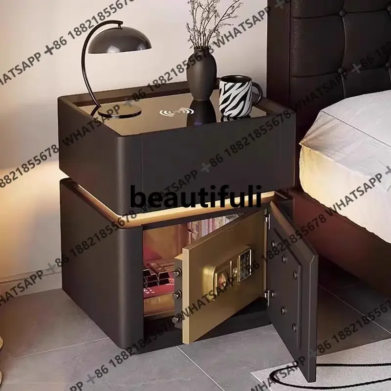 

R Smart bedside table Modern home integrated storage safe Multifunctional simple wireless charging Bedroom bed cabinet