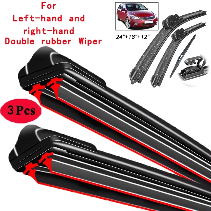 

Car Wiper Front & Rear Wiper Blades Set Kit For KIA Cee'd Ceed ED 2010 - 2012 Windshield Windscreen Window Brush 24"+18"+12"