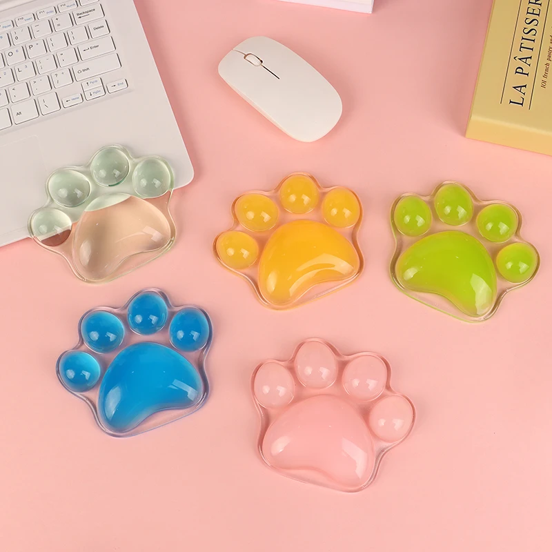 

Transparent Cat's Paw Shaped Silicone Mouse Wrist Rest Anti-Fatigue Office Keyboard Holder Anti-Slip Easy Typing Support Pad