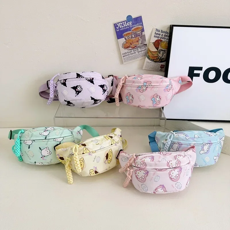 Childlike cute puppy shoulder bag small fresh cartoon children chest bag large capacity macaron girl waist bag