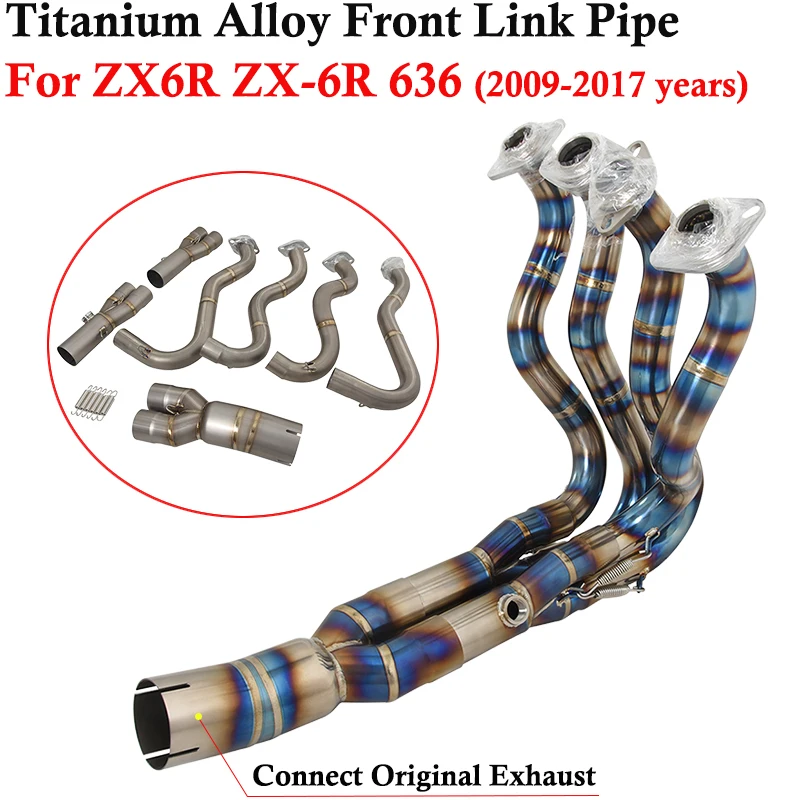 

Titanium Alloy For Kawasaki ZX6R ZX-6R 636 2007 - 2017 Motorcycle Exhaust Escape Systems Modify Connect Front Link Pipe Muffler