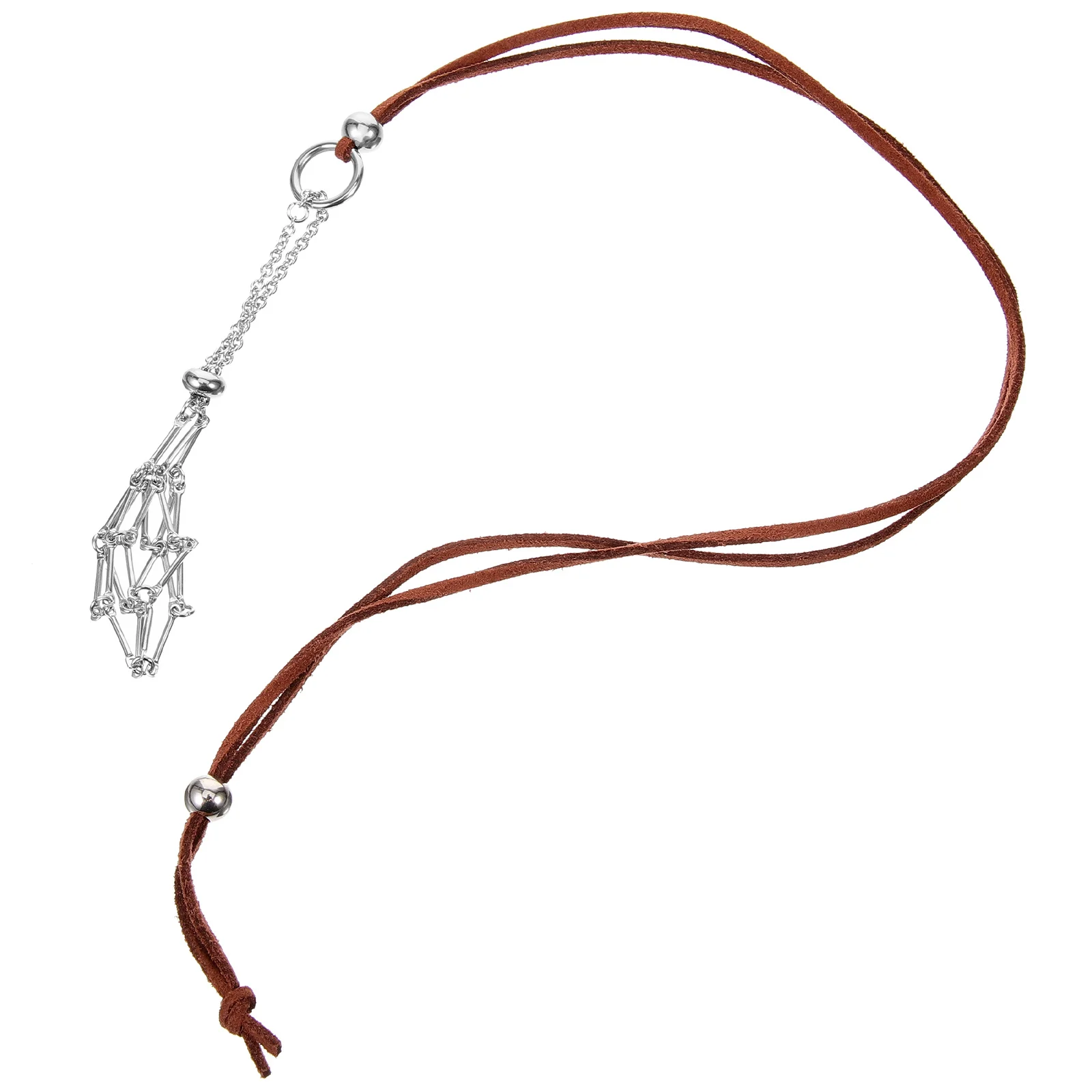 

1pcs Stone Necklace Holder Hollow Metal Crystal Cage Pendant Diy Jewelry Making Supply Decorative Hanging Ornament For Women