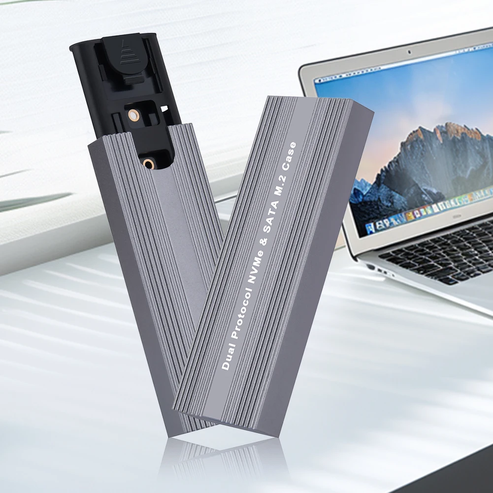 Caja USB3.2 a M.2 NVME SSD, 10Gbps NVMe PCI-E 6Gbps SATA M-Key/B + M Key, funda SSD externa para SSD NVME/SATA 2230/2242/2260/2280