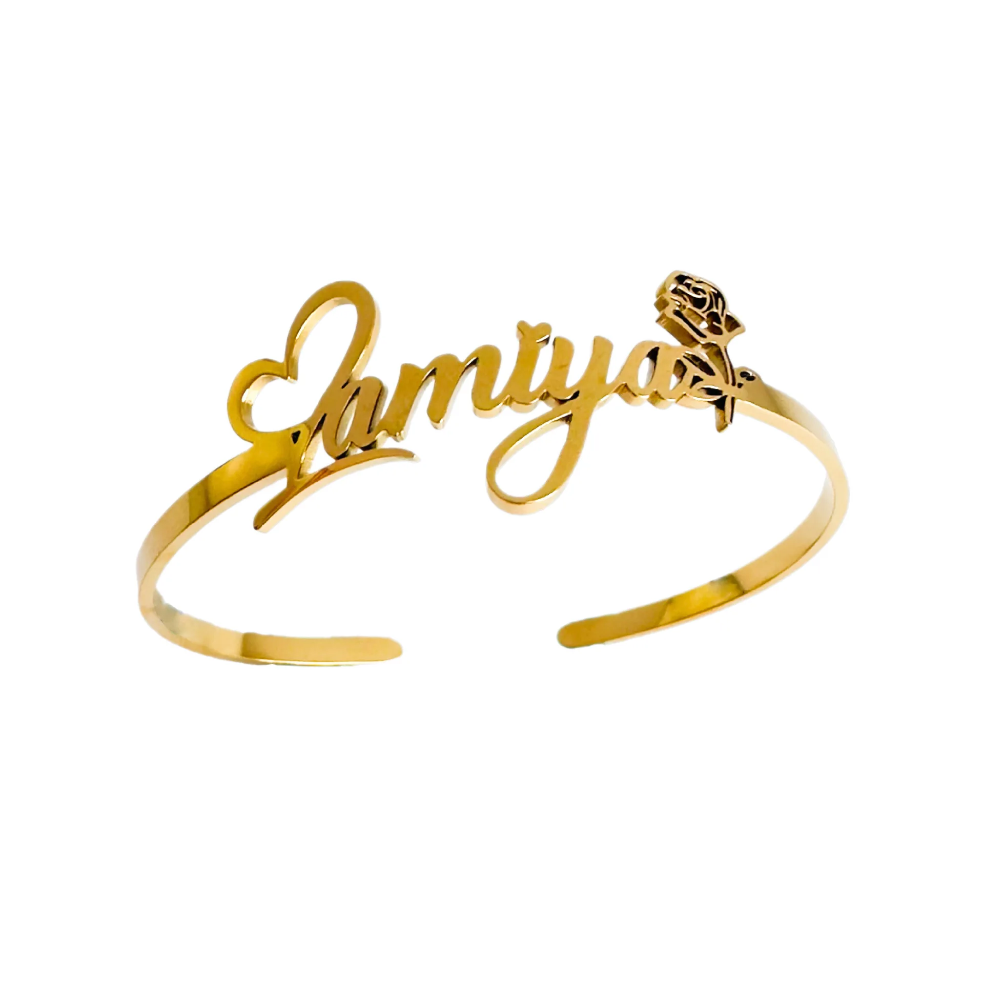 مخصص الفولاذ المقاوم للصدأ اسم سوار قابل للتعديل افتتاح شخصية روز سوار المرأة الذهب اسم مجوهرات هدية عيد ميلاد