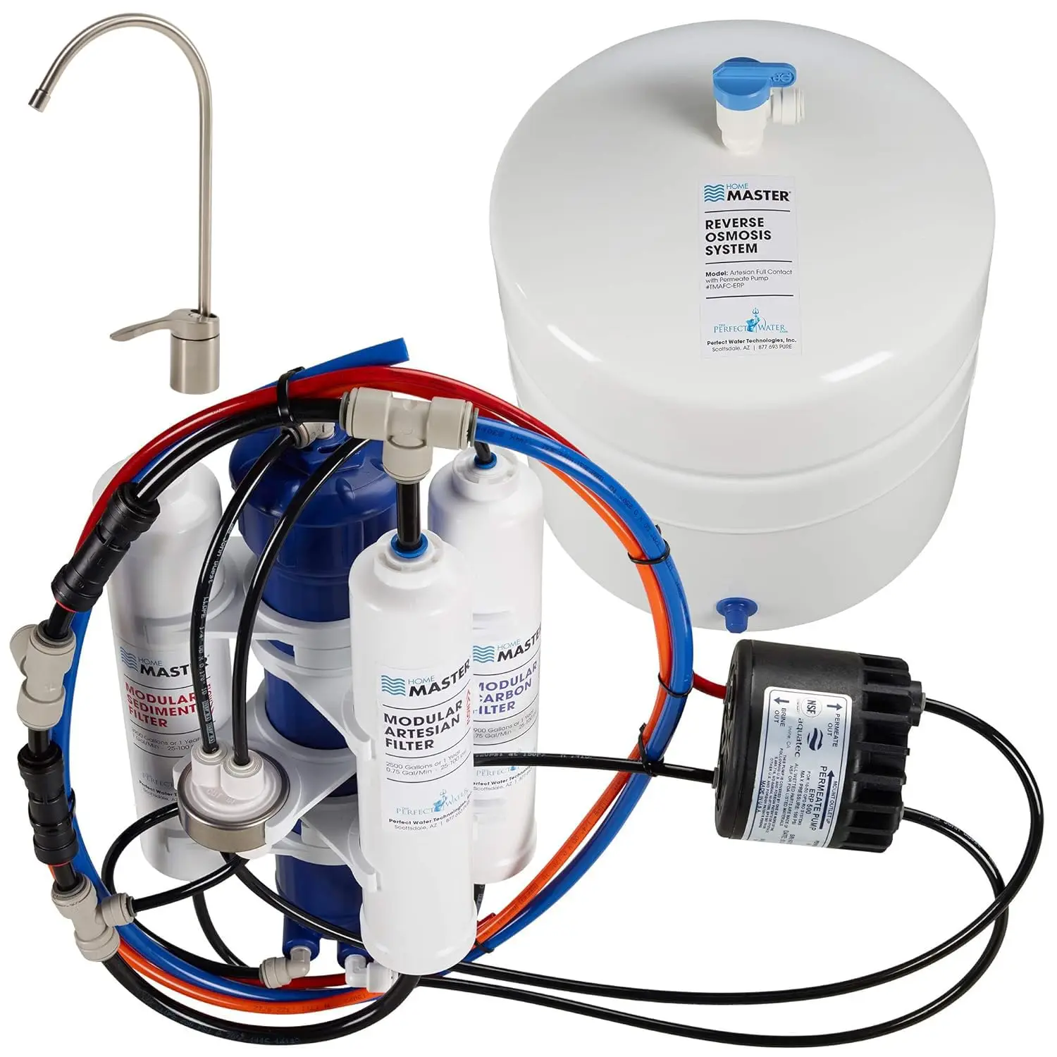 

TMAFC-ERP Artesian Full Contact Reverse Osmosis System, 7-Stages, Patented 2-Pass Alkaline Remineralization, Fast 4.5s Fill Rate