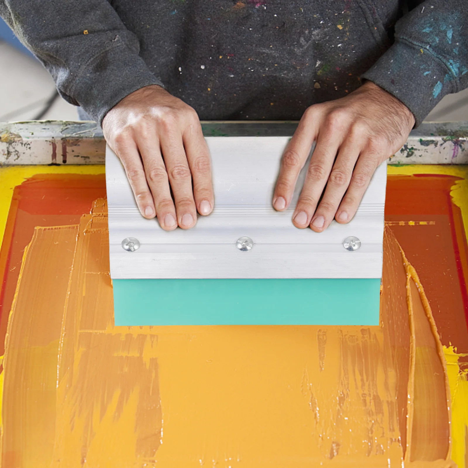 

2pcs Screen Squeegee Aluminum Rubber Ink Scraper Durable Screen Printing Scraping Plates Tool For T-Shirt Diy Craft Art Supplies