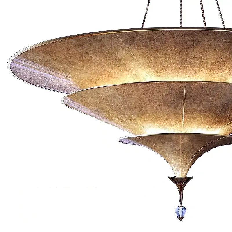 Southeast Asian Thai Umbrella Pendant Light Wabi Sabi Style For Restaurant Hotel Exhibition Hall Decorative Lighting
