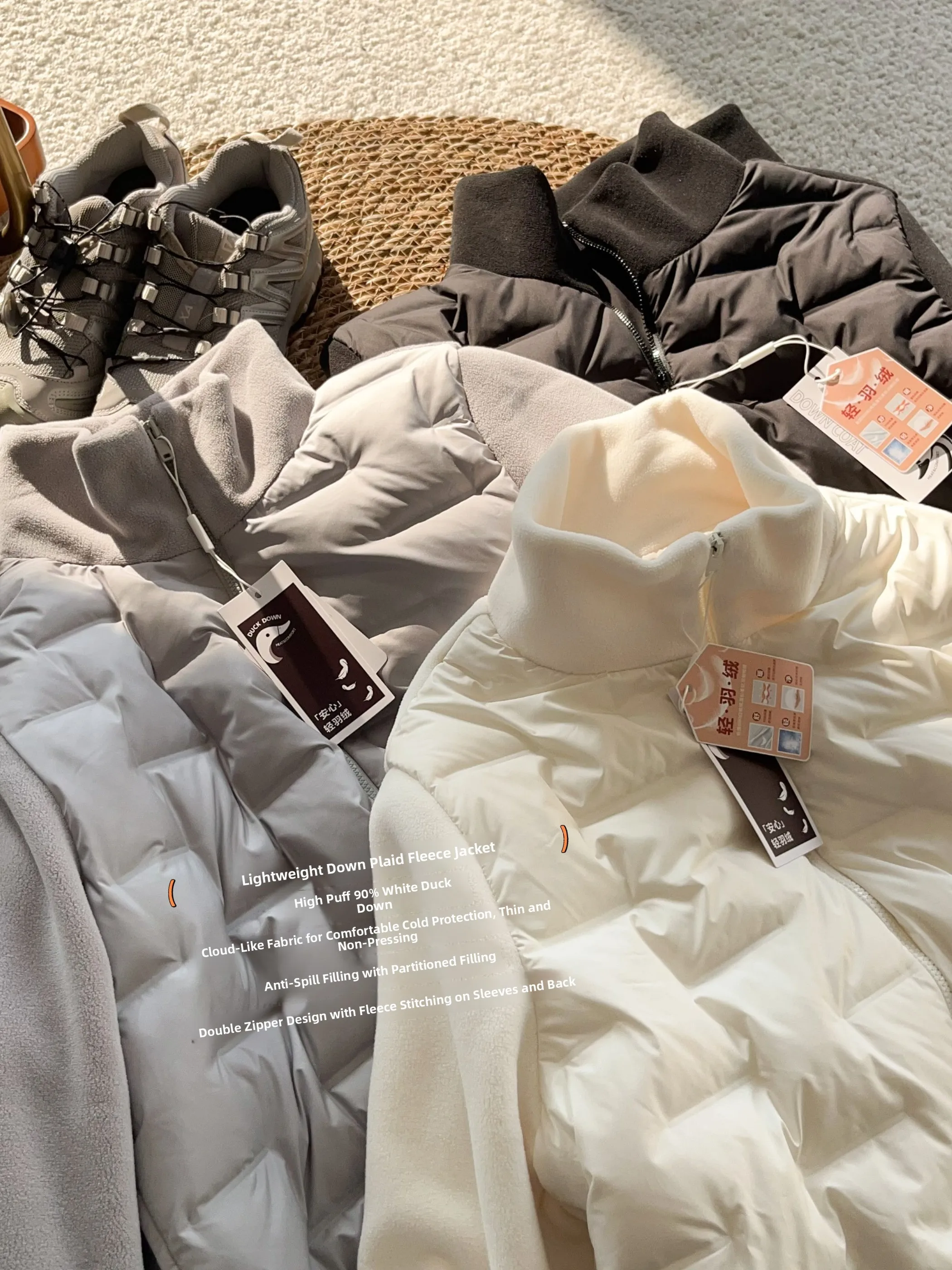 

Женская теплая куртка с воротником-стойкой, имитацией меха и пуховым наполнителем (90% белый утиный пух), повседневная, свободного кроя, с длинными рукавами, на молнии