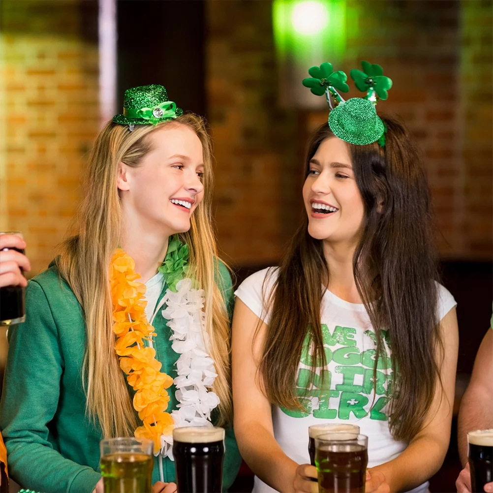 

6pcs Handmade Mini Hat Felt Craft For Ireland St Patrick'S Day Party Decoration Leprechaun Tops Glittery Green Miniature