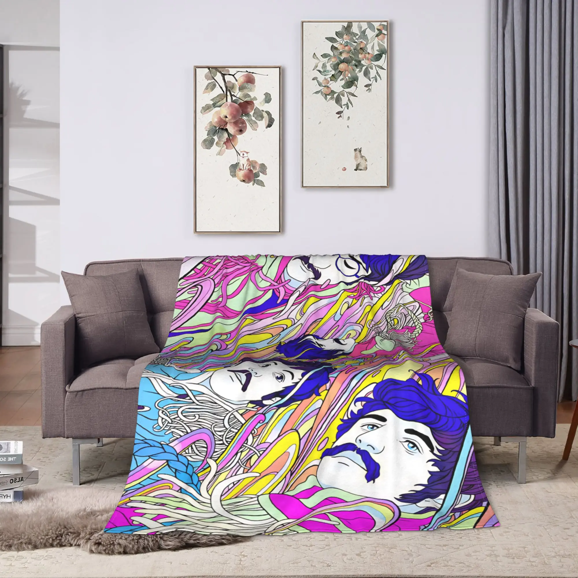 Beatled Music Warm Soft Blanket  Students Plush Throw Blanket Comfortable Couch Chair Flannel Bedspread Sofa Bed Cover