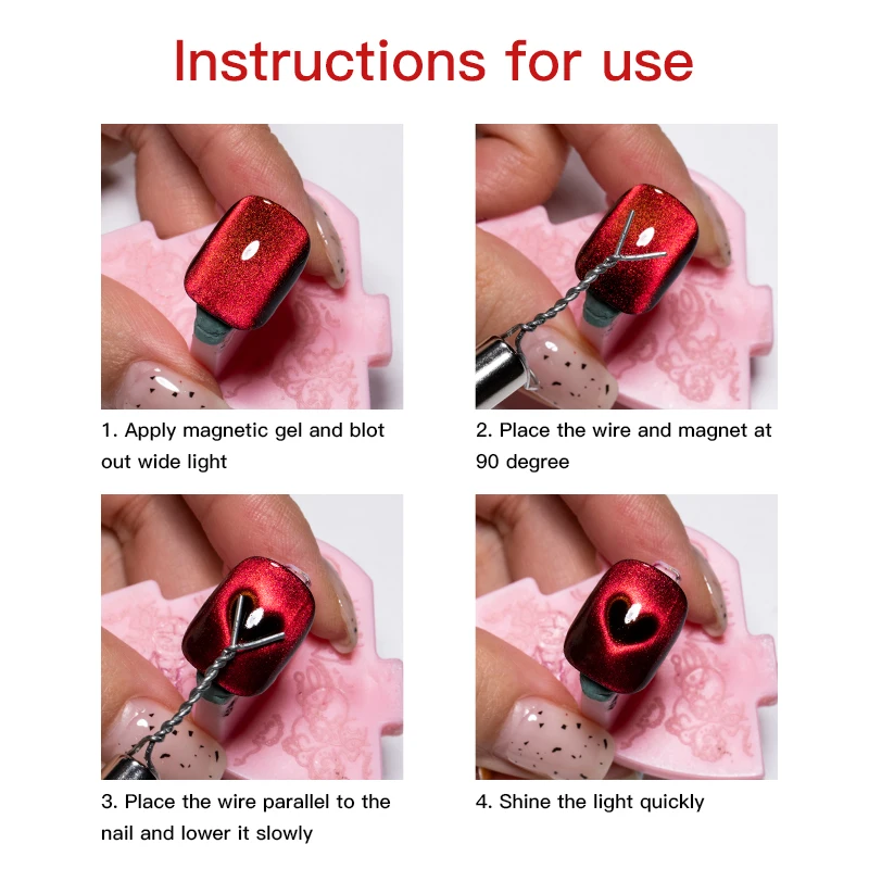 1PC Cat Eye Nail Magnetic Stick Magnet With Iron Wire Creating for Cat Eye UV Gel Polish Shape of a Heart Effect Tools Manicure