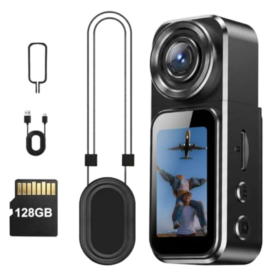 

4K Body Cameras with Audio and Video Recording: Thumb Size Bodycam, 64GB Sports Action Body Camera, Wearable Pocket Camera Body