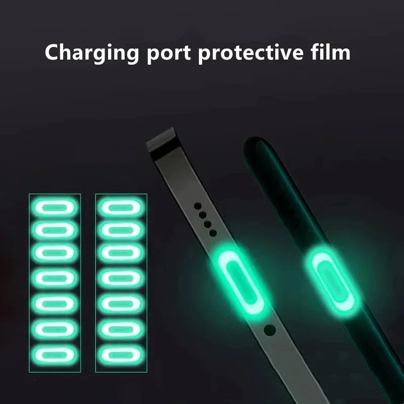 20/10/5PCS Phone Tablet Charging Port Luminous Protective Film For IOS Type-C Universal Protector Fluorescent Stickers